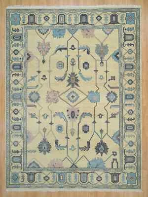 New Oushak Rug Beige Wool Area Rug Contemporary Hand knotted Living Room Rug - Image 1 of 4