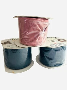 Vintage Wired Ribbon Mauve and Blue Soft Suede Type 2.75" x 30 Yds NEW Taiwan - Picture 1 of 5
