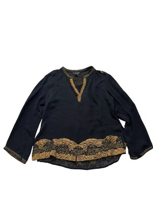 Blusa Top Citron Santa Monica Mujer M Seda Bordada Asiática Boho Cuello en V Foto 1 de 4