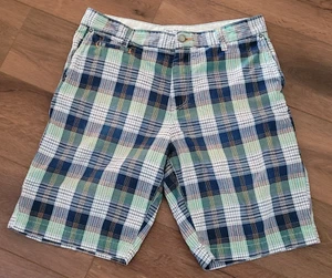 Tommy Bahama Shorts Mens 34 Plaid 100% Cotton Flap Snap Pocket 10" Inseam 0428W - Picture 1 of 14