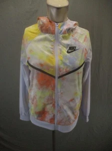 NIKE TECH Size L Girls Tie-Dye Stand Collar Pocket Athletic Windbreaker 954 - Picture 1 of 11