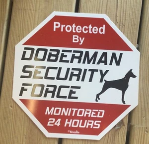 Doberman Pinscher Security Caution Plastic Sign - Picture 1 of 10