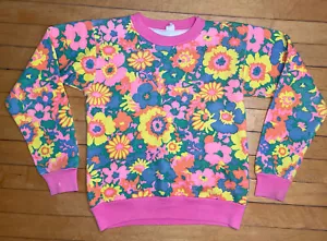 RARE Vtg Play-Top by NITEY NITE Youth Girls L Flower Crewneck Sweatshirt 17” ptp - Picture 1 of 4