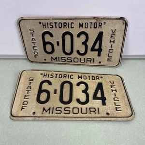 State Of Missouri Historic Vehicle License Plate Matching Pair 6-034 Vintage - Picture 1 of 4