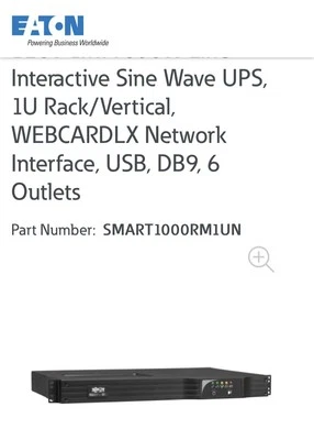 New Tripp Lite UPS: 1000VA  120V SMART1000RM1U Back Up Power!! - Image 1 of 4