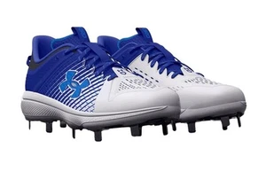 Under Armour Men's Yard Low MT Baseball Shoe, Royal White & Blue Size 14 - Picture 1 of 5