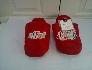 HALLMARK SIZE s/m #1 FAN HALLMARK CHANNEL RED ADULT SLIPPERS NEW - Picture 1 of 4