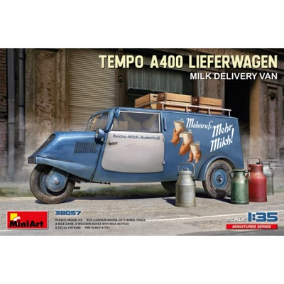 TEMPO A400 LIEFERWAGEN MILK DELIVERY VAN KIT 1:35 Miniart Kit Auto Modellino Nuo - Immagine 1 di 4
