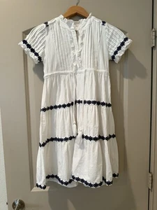 Ivy City Co Santorini Dress White Blue Embroidered Size 8T - Picture 1 of 4