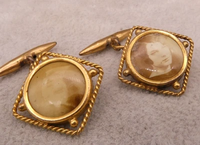 Manschettenknöpfe Double antike wunderbare Traumstücke mit Medaillon - Bild 1 von 4