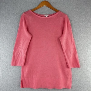J.Jill Blush Punk Linen Blend 3/4 Scoop Neck Top Size M Tall Coastal Lightweight - Picture 1 of 5