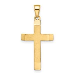 Real 14kt Yellow Gold Satin/Polished Beveled Medium Latin Cross Pendant - Picture 1 of 6