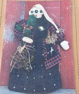 SADIE 18” SNOW LADY Muslin Doll Snowman Winter Christmas Pattern Skirt Jacket - Picture 1 of 5