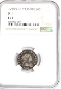 1798/7 Draped Bust Dime : NGC F15 - Picture 1 of 4