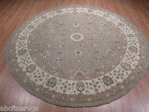 8' Round AFGHAN-REFUGEE "Light Color Palette" Handmade-knotted Wool Rug 582904 - Picture 1 of 12