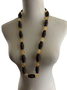 Collar Coldwater Creek 36" Amarillo Cuentas Citrino N Marrón Envuelto Ovalado Cuentas - Imagen 1 de 9