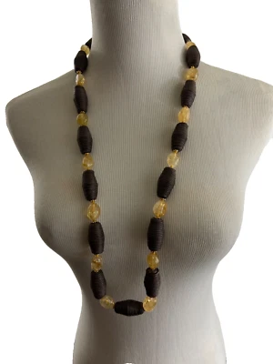 Collar Coldwater Creek 36" Amarillo Cuentas Citrino N Marrón Envuelto Ovalado Cuentas Foto 1 de 4