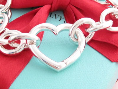 Tiffany & Co Heart Clasp Silver Bracelet 7" - Image 1 of 4