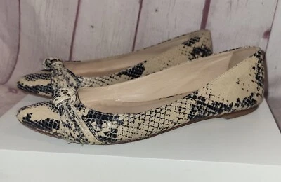 Loeffler Randall «Миньон узел» черный/желтовато-коричневый змеиной кожи печати кожаные туфли на плоской подошве 8 М $325 - Изображение 1 из 4