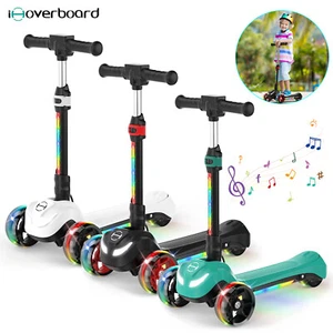 Kids Kick Electric Scooter 3 Wheels for Age 3-10 Adjustable Handlebars LED Wheel - Picture 1 of 19