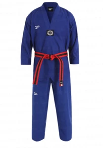 PROSPECS V-Neck Taekwondo Uniform Blue Sports Training Dobok Jacket Pants NWT - Picture 1 of 5