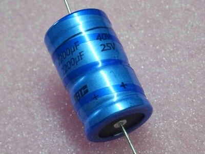 Lot x2: condensateur chimique axial 2200µF 40v/85C 25v/125C 18x30mm 222211816222