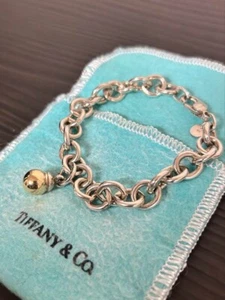 Tiffany & Co. Ball Charm Bracelet Silver 925 & 18k Gold Auth w/Box f1124 Japan - Picture 1 of 7