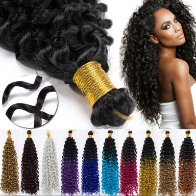 14"Real as Human Hair Deep Wavy Braiding Crochet Twist Braids Hair Extensions US - Image 1 of 4