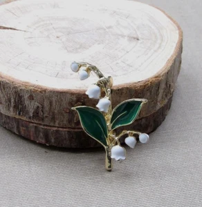 Broche bijou imitation fleur brin de muguet en acier. - Imagen 1 de 4