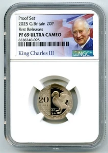 2025 Gran Bretaña 20P Proof NGC PF69 UCAM PUFFIN 20 PENIQUES PRIMEROS LANZAMIENTOS - Imagen 1 de 2