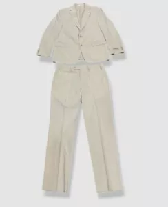Perry Ellis Men's Beige Solid Modern-Fit 2-Piece Jacket Pants Suit Size 42R - Picture 1 of 2