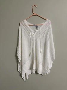 Aerie Women's Cream Ivory Poncho Sweater One Size Classic Neutral Timeless - Picture 1 of 7