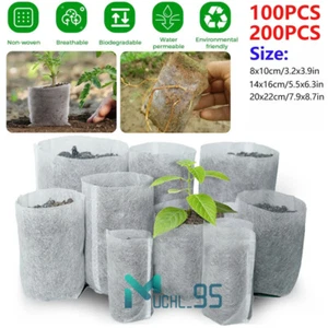 Posten Vlies Baumschulbeutel, Pflanzen Grow Bag biologisch abbaubare Saatbeutel Sämlingstöpfe - Bild 1 von 22