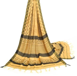 Sushila Vintage Yellow Dupatta Printed & Woven Pure Woolen Soft Warm Long Stole - Picture 1 of 9