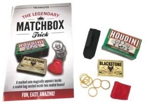 MATCH BOX MAGIC TRICK Houdini Appearing Coin In Boxes & Bag Pocket Beginner Set - Picture 1 of 6