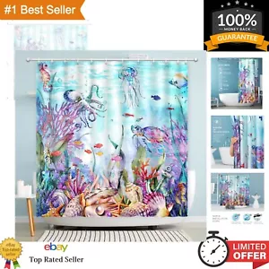Vibrant Ocean-Themed Shower Curtain Set with Hooks - Perfect Home Office Decor - Picture 1 of 9