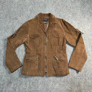 Outer Edge Jacket Womens Medium Brown Leather Full Zip Pockets Outdoor Coat - Picture 1 of 13