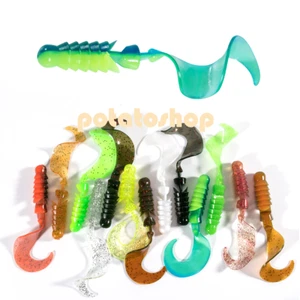10pcs Soft Plastic Lure Bass Grubs Fishing Worm Bait Artificial Tackle 11cm/7g - Picture 1 of 21