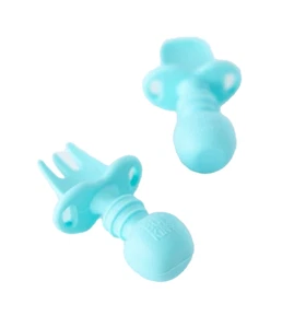 Babies Toddlers Self Feeding Silicone Spoon & Fork Cutlery Set Buy 1 Get 1 Free - Picture 1 of 9