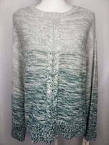 Style&co. Crew Neck Braid Long Sleeve Sweater Green Combo S # 35 - Picture 1 of 6