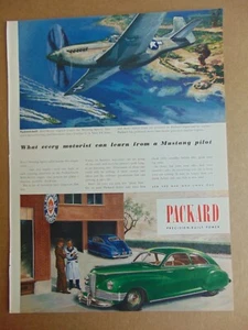 1945 Packard Automobil Mustang Jagdflugzeug Vintage Kunstdruck Anzeige - Bild 1 von 1