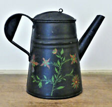 Antique 19th C Pa Tole Hand Painted Toleware 6.5" Tin Spout Coffeepot #2