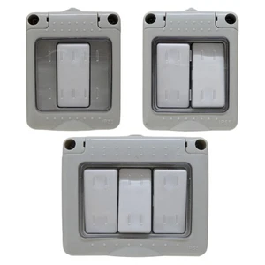 Waterproof Outdoor Light Switch 10A 2 Way Choose 1 Gang 2 Gang or 3 Gang - Picture 1 of 40