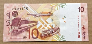 Malaysia Money Currency Banknotes Zeti sign RM10 S/N KY2551198 UNC - Picture 1 of 2