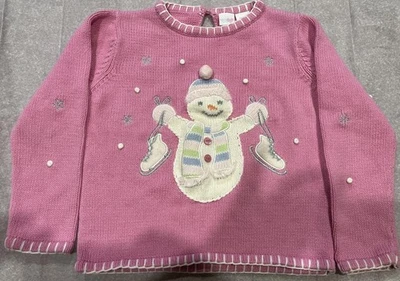 Chelsea’s Corner M (5-6) Niñas Rosa Suéter Hombre de Nieve Invierno Vacaciones Navidad Foto 1 de 4