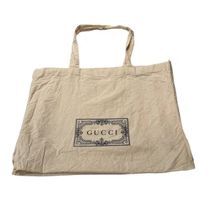 GUCCI Canvas Tote Bag Beige Double G Logo Shopping Travel Reusable Chic City - Bild 1 von 9