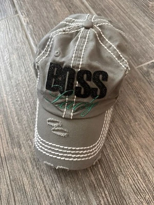 Boss Lady Gray Ball Cap Adjustable Hat One Size Fits Most Adult Used Good - Image 1 of 4