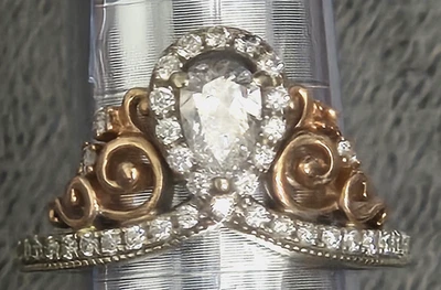 14K White Rose Gold Diamond Engagement Princess Tiara Ring Size 5 - Image 1 of 4