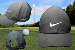 Nike Dri-FIT ADV Club Hat Structured Swoosh Cap Black Unisex L/XL Golf Tennis - Picture 1 of 11