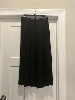 Vtge Pleated Damask Skirt Women’s Medium Whimsigoth Fairygoth Witchy Black Midi - Image 1 of 4